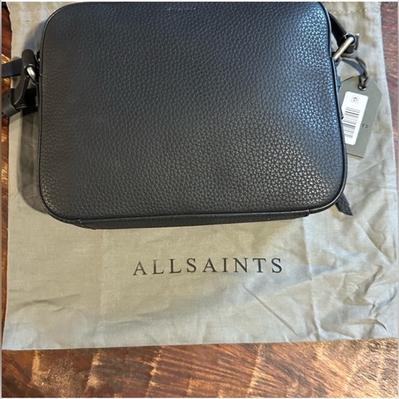 ALLSAINTS Captain Storm Black Color Leather Square Crossbody Bag - Picture 2 of 9